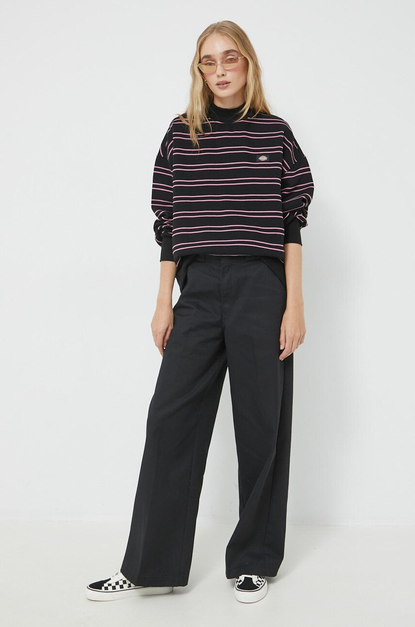 Dickies pantaloni femei culoarea negru lat high waist - Pled.ro