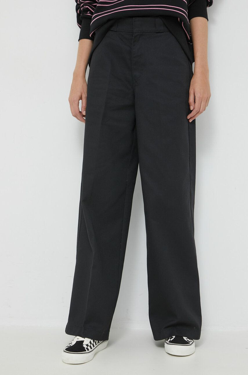 Dickies pantaloni femei culoarea negru lat high waist - Pled.ro