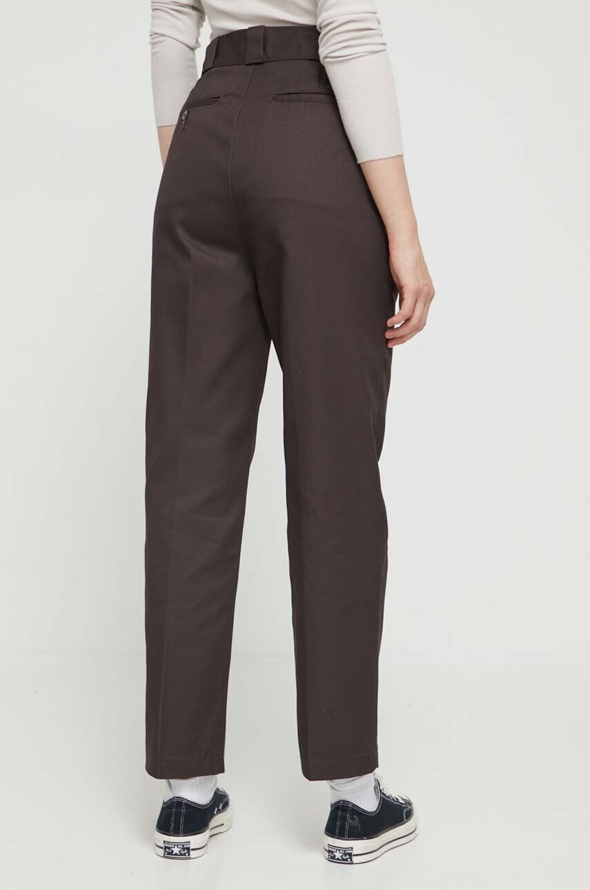 Dickies pantaloni femei culoarea maro fason chinos high waist - Pled.ro