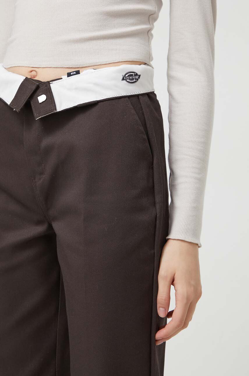 Dickies pantaloni femei culoarea maro fason chinos high waist - Pled.ro