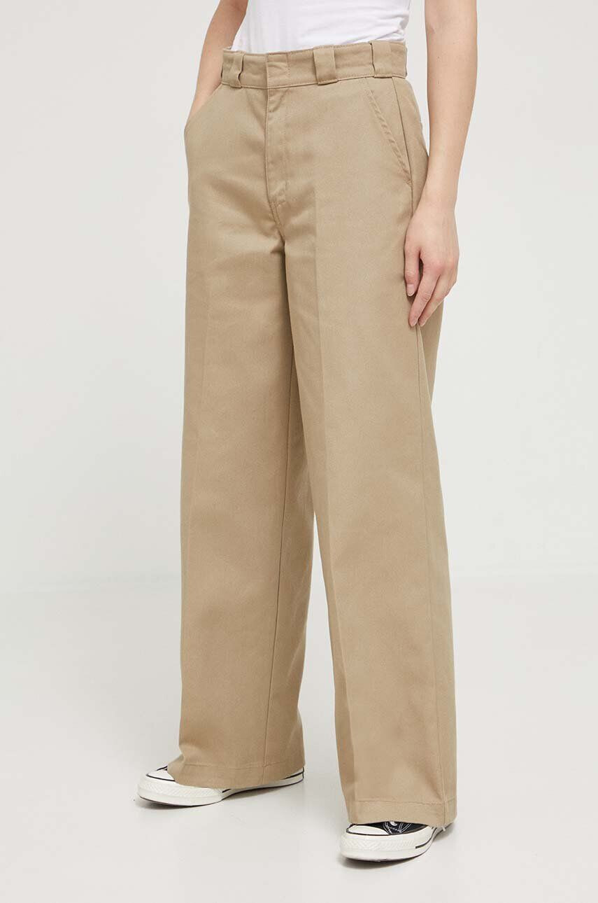 Dickies pantaloni femei culoarea bej drept high waist - Pled.ro