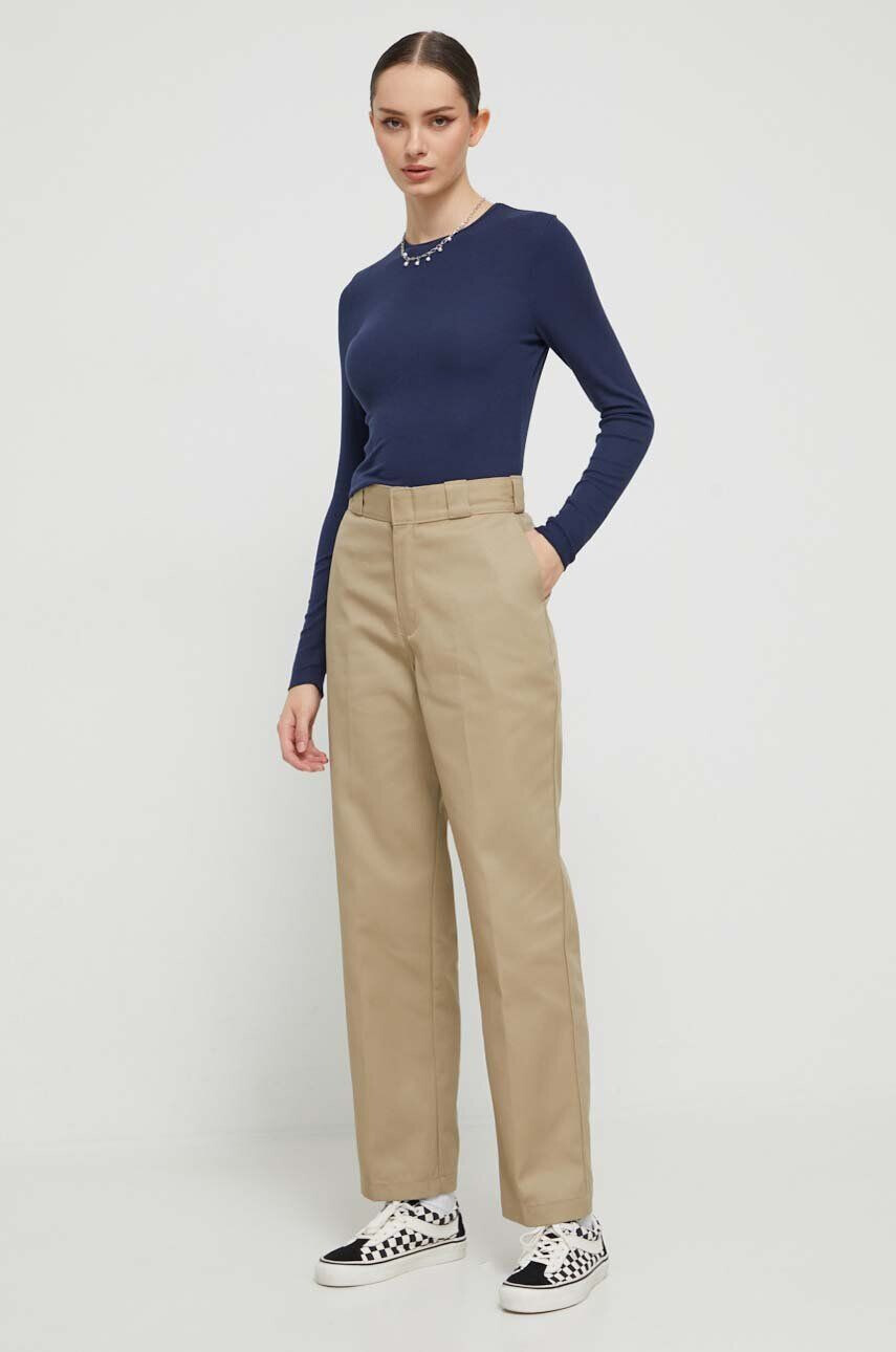 Dickies pantaloni 874 femei culoarea bej drept high waist - Pled.ro