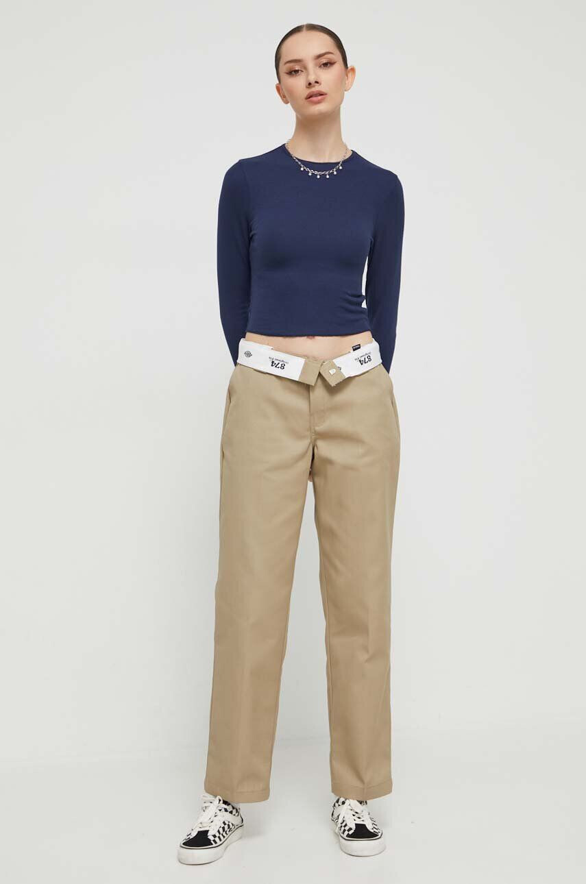 Dickies pantaloni 874 femei culoarea bej drept high waist - Pled.ro