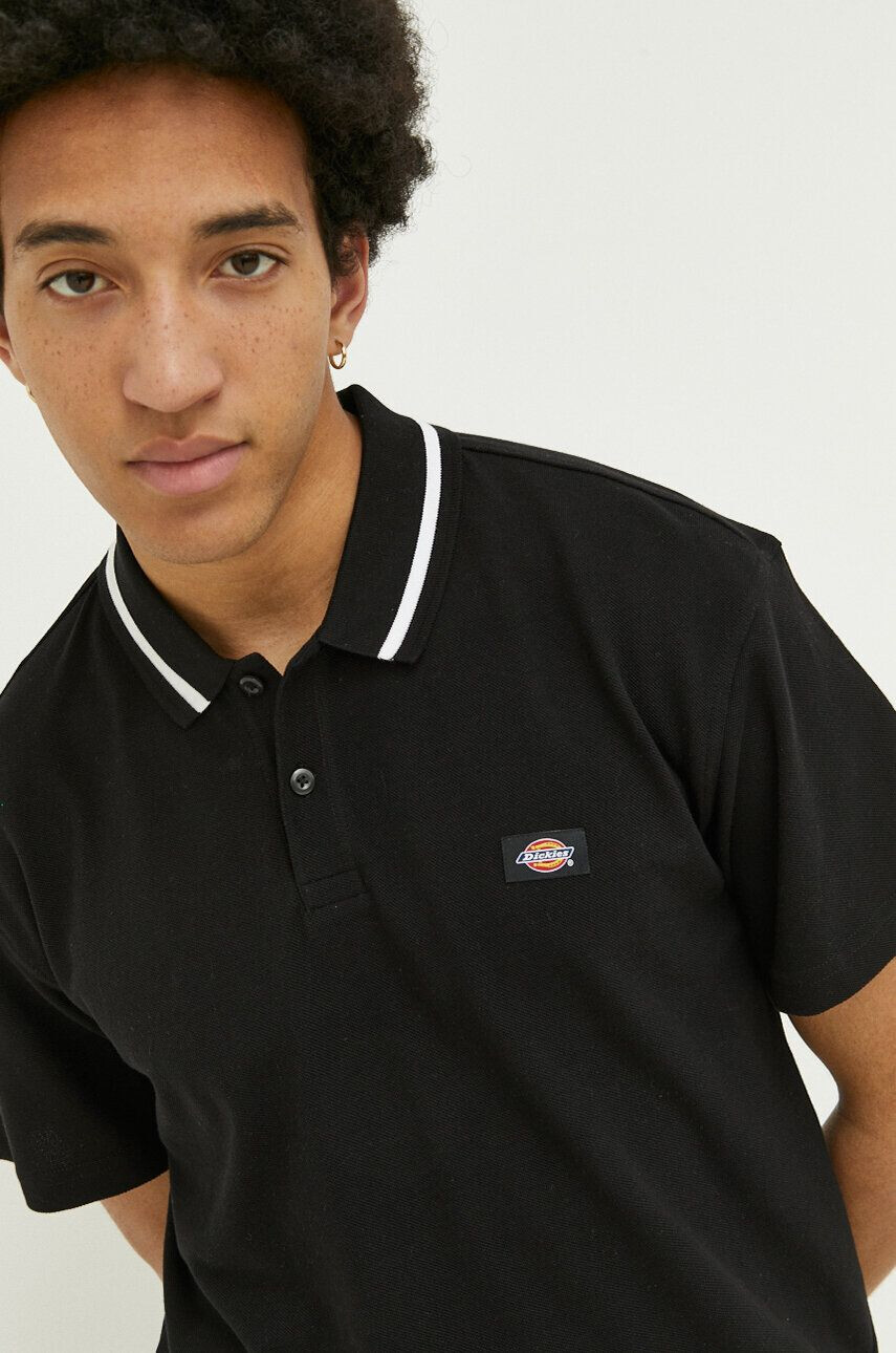 Dickies polo de bumbac culoarea negru neted - Pled.ro