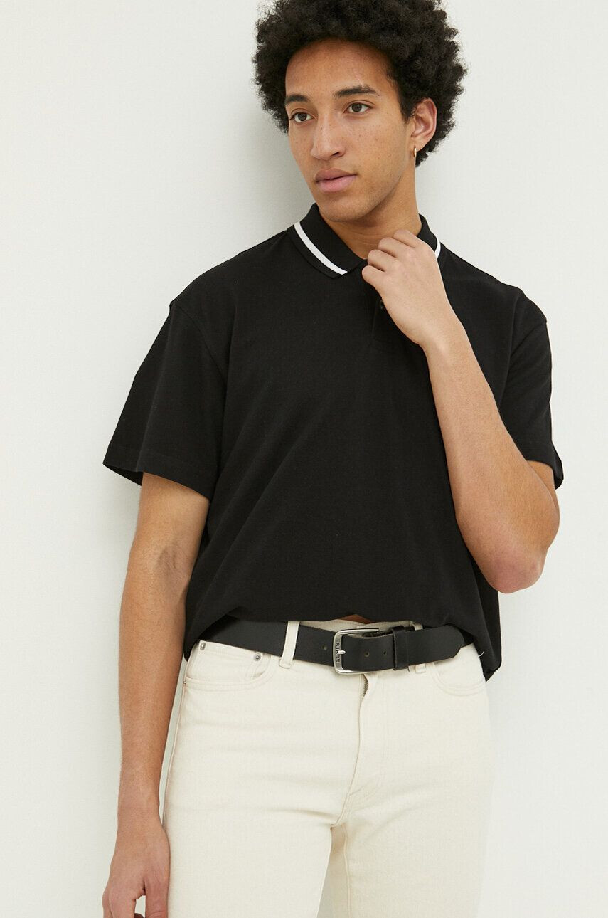 Dickies polo de bumbac culoarea negru neted - Pled.ro