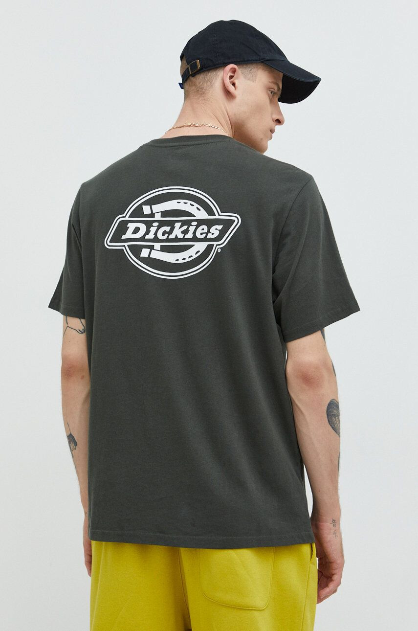 Dickies tricou din bumbac culoarea verde cu imprimeu - Pled.ro