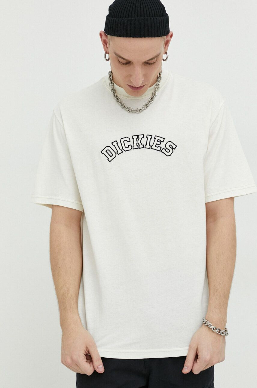 Dickies tricou din bumbac culoarea bej cu imprimeu - Pled.ro