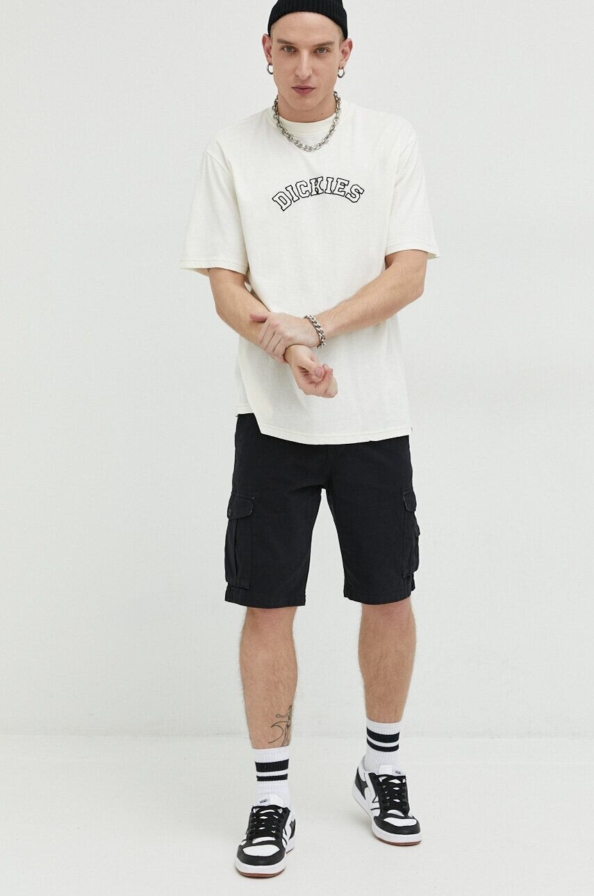 Dickies tricou din bumbac culoarea bej cu imprimeu - Pled.ro