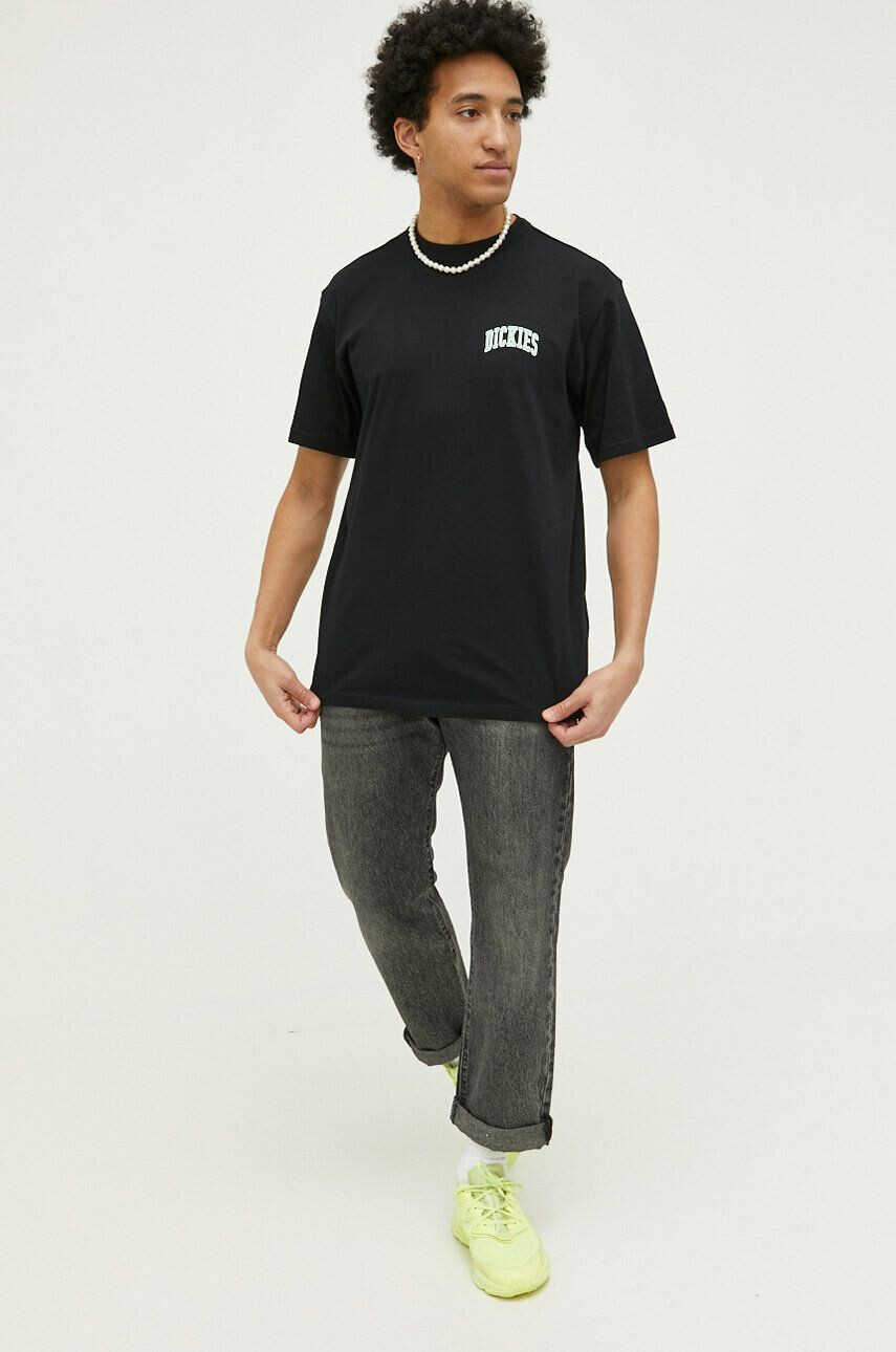 Dickies tricou din bumbac culoarea alb cu imprimeu - Pled.ro