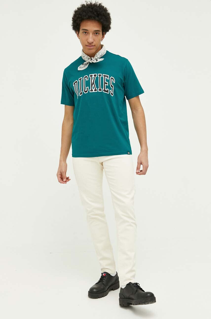 Dickies tricou din bumbac culoarea verde cu imprimeu - Pled.ro