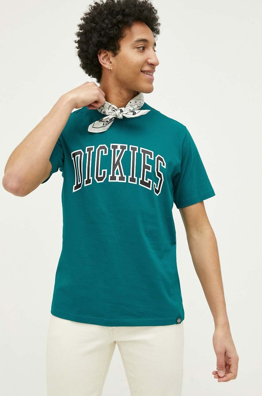 Dickies tricou din bumbac culoarea verde cu imprimeu - Pled.ro