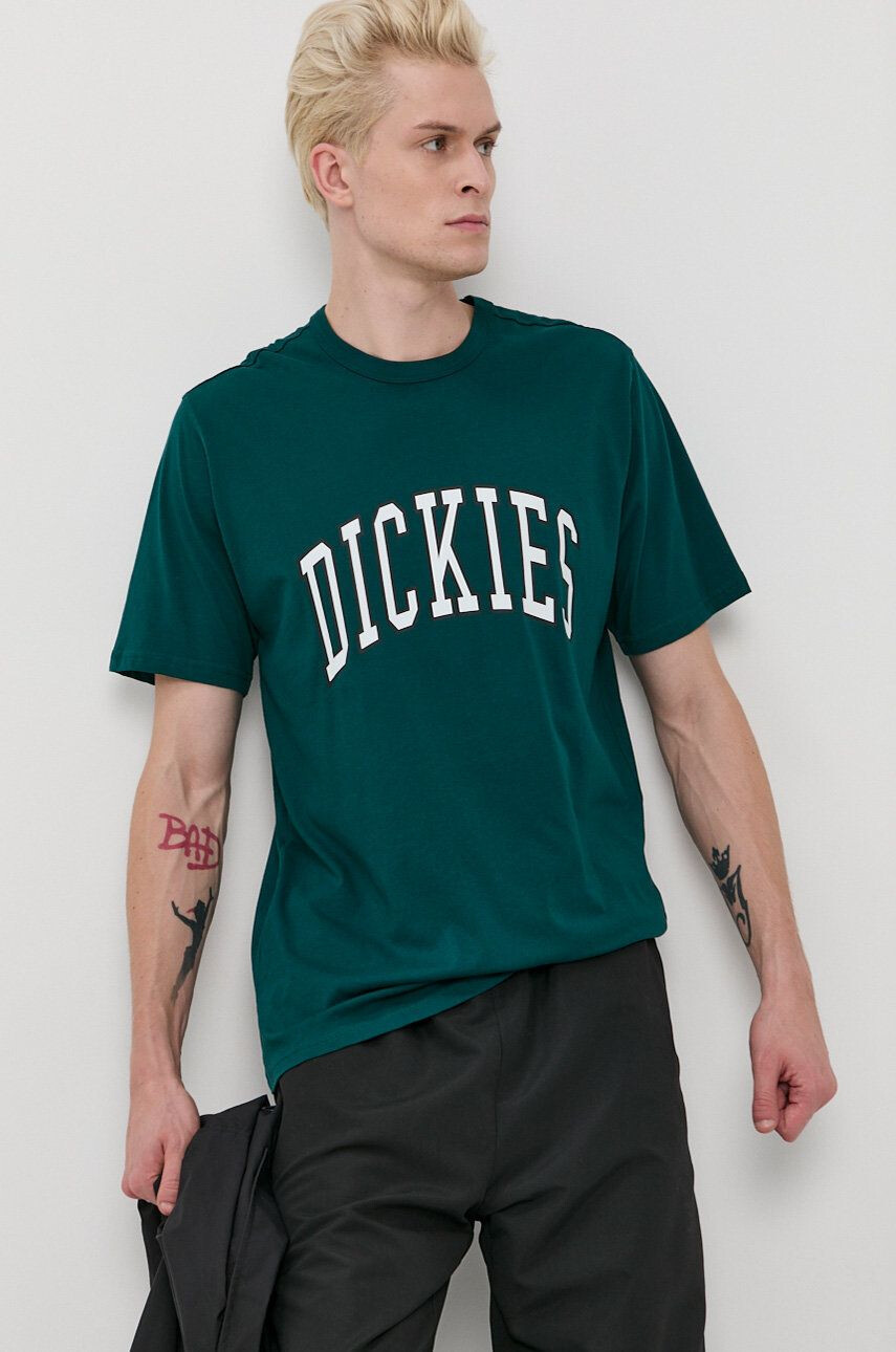 Dickies Tricou din bumbac culoarea verde cu imprimeu - Pled.ro