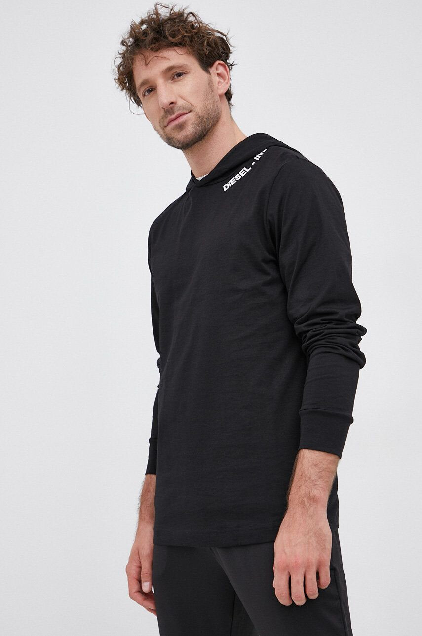 Diesel Longsleeve din bumbac bărbați culoarea negru material neted - Pled.ro