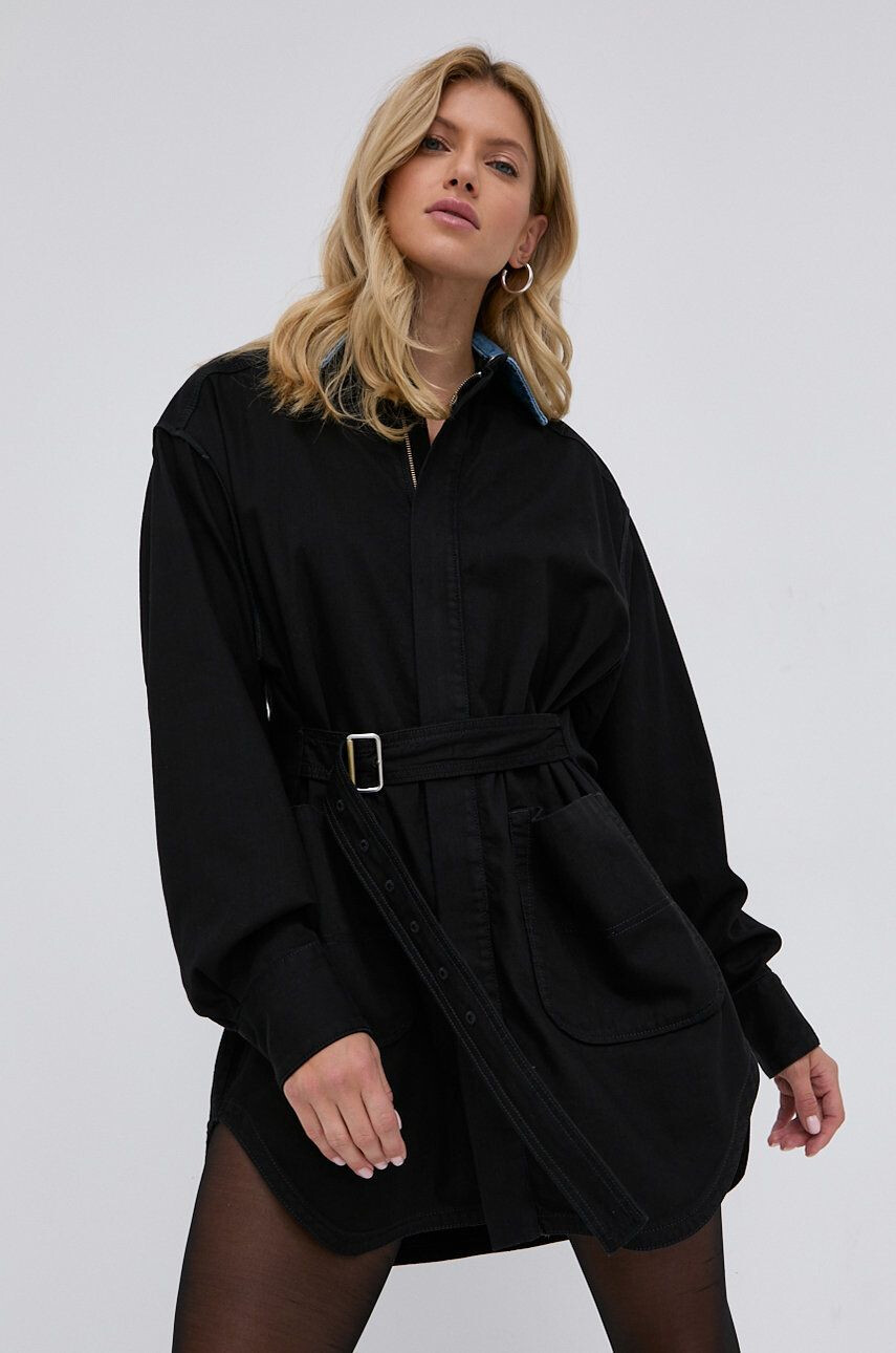 Diesel Rochie din bumbac culoarea negru mini oversize - Pled.ro