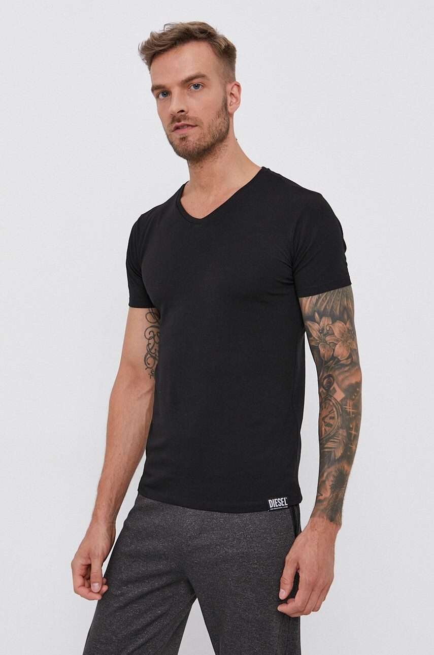 Diesel Tricou bărbați culoarea negru material neted - Pled.ro