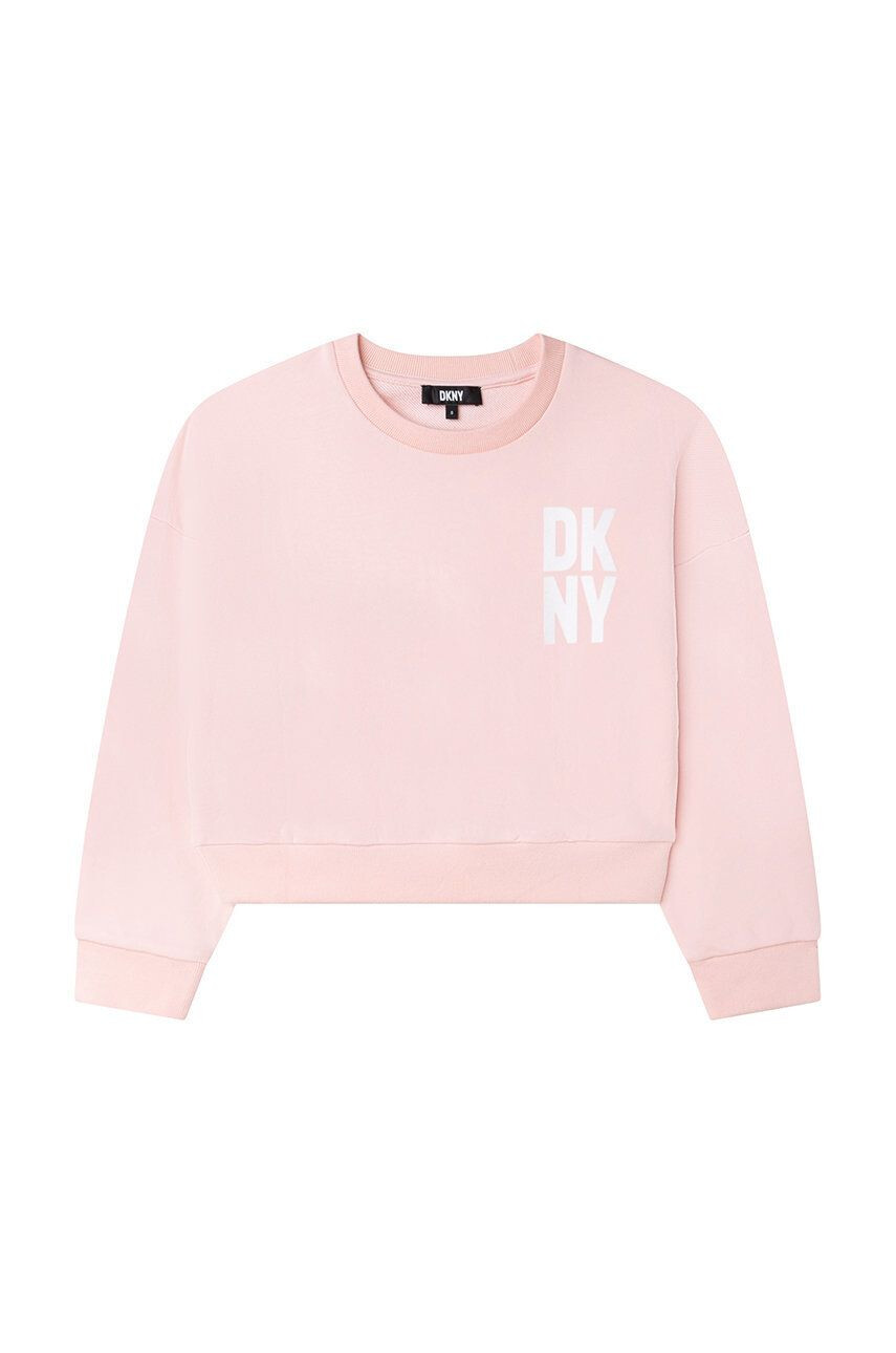 DKNY bluza copii culoarea roz cu imprimeu - Pled.ro