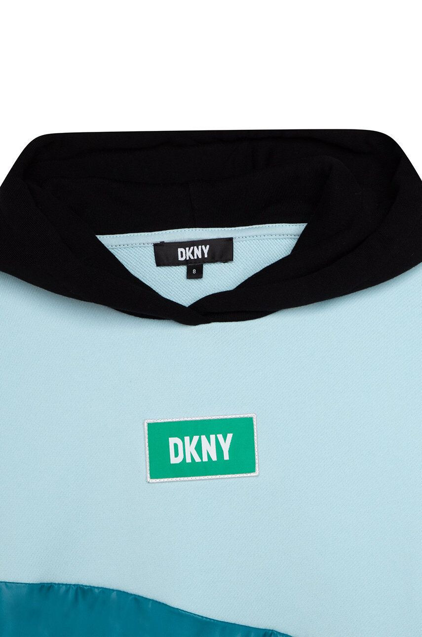 DKNY bluza copii culoarea turcoaz cu glugă modelator - Pled.ro