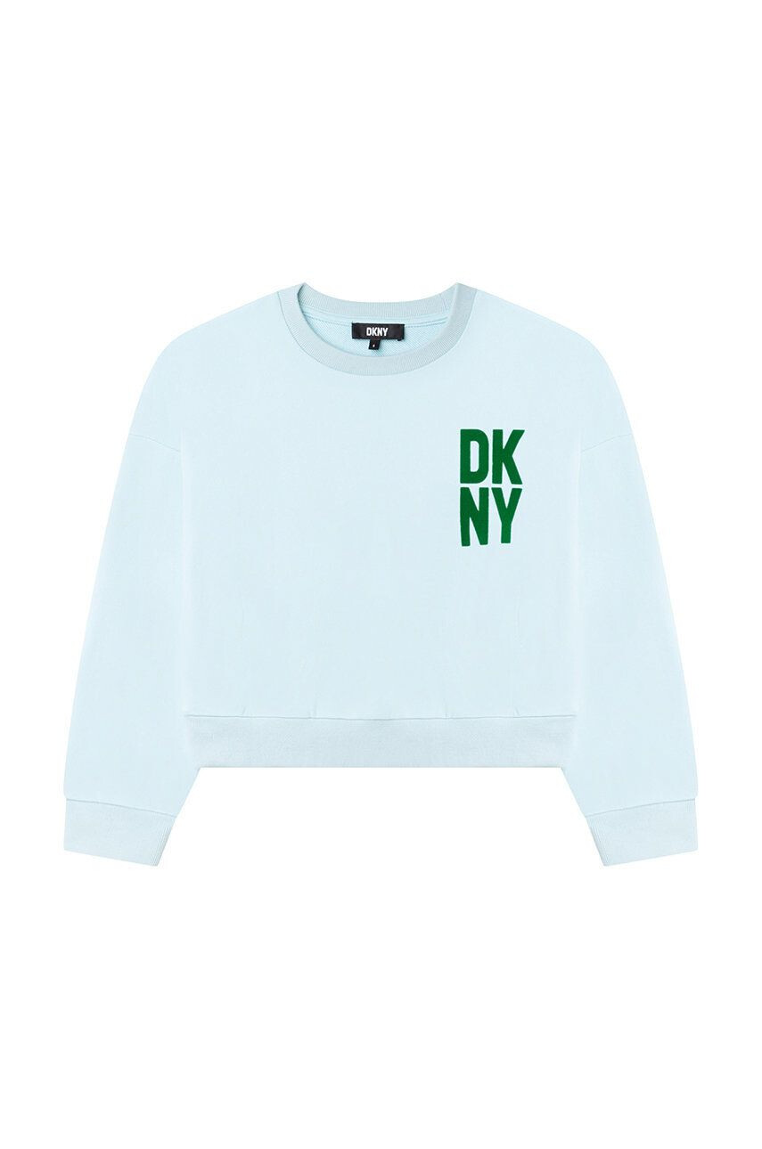 DKNY bluza copii culoarea verde cu imprimeu - Pled.ro