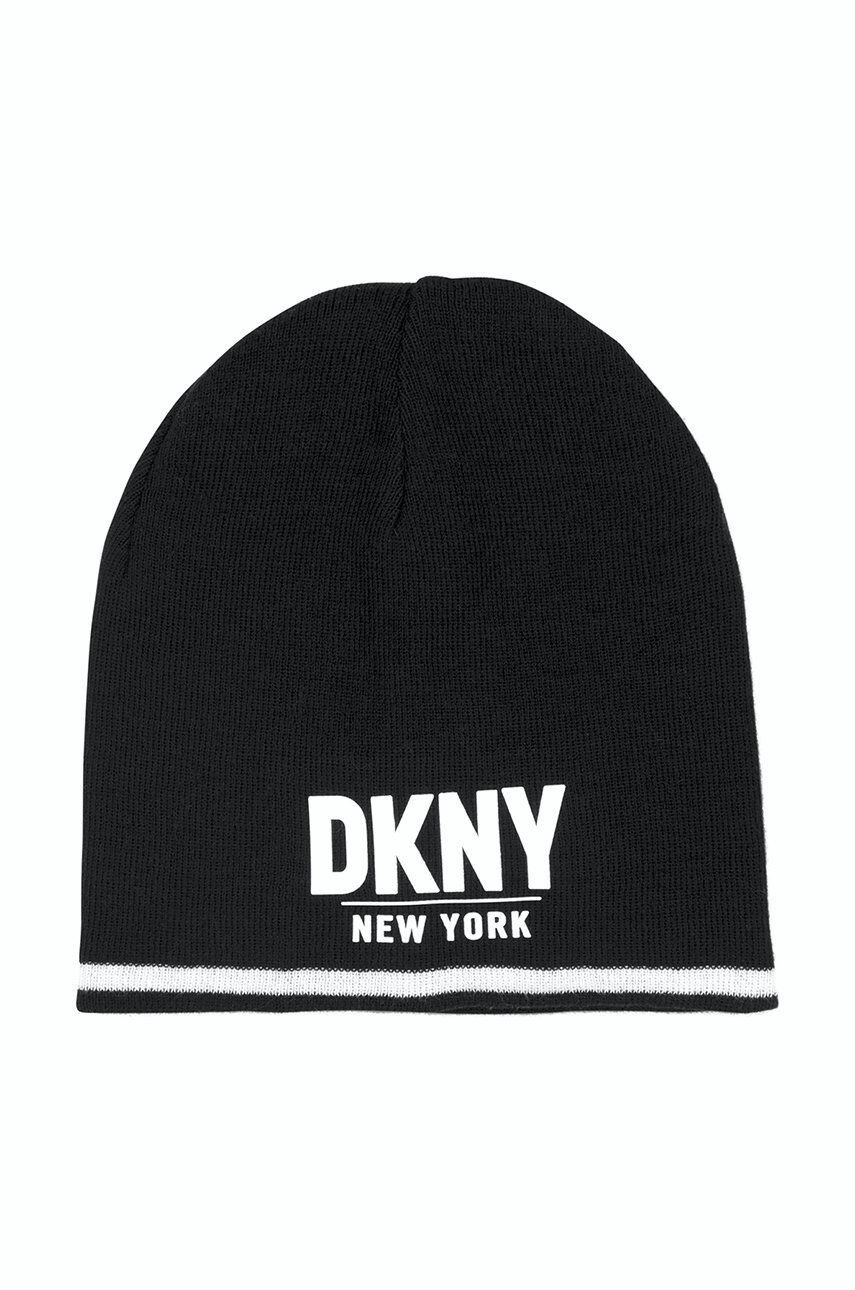 DKNY caciula copii culoarea negru din tesatura neteda - Pled.ro