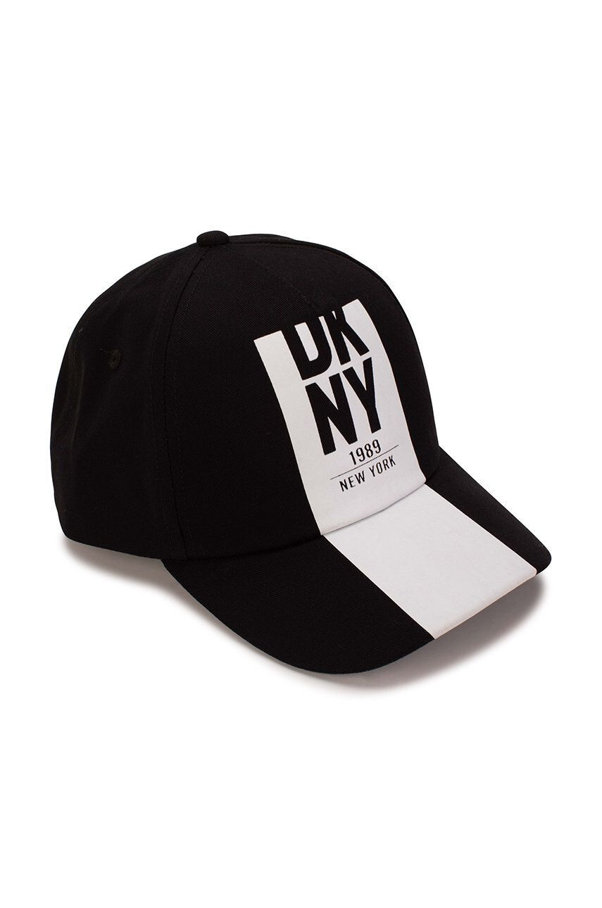 DKNY caciula de bumbac pentru copii culoarea negru cu imprimeu - Pled.ro