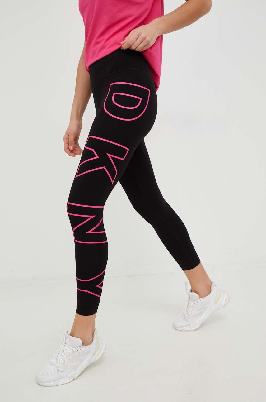 DKNY colanti femei culoarea negru cu imprimeu - Pled.ro