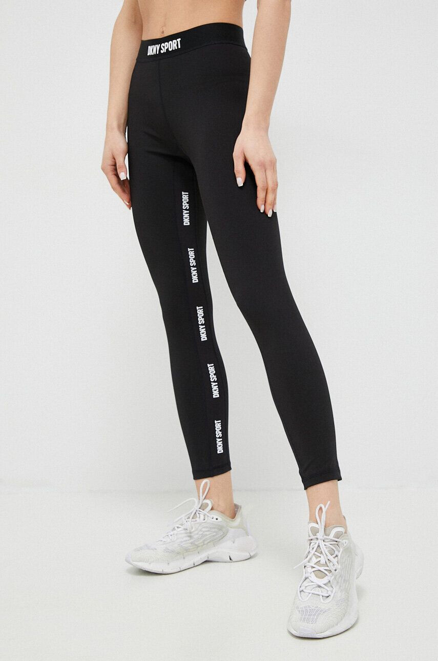 DKNY colanti femei culoarea negru cu imprimeu - Pled.ro