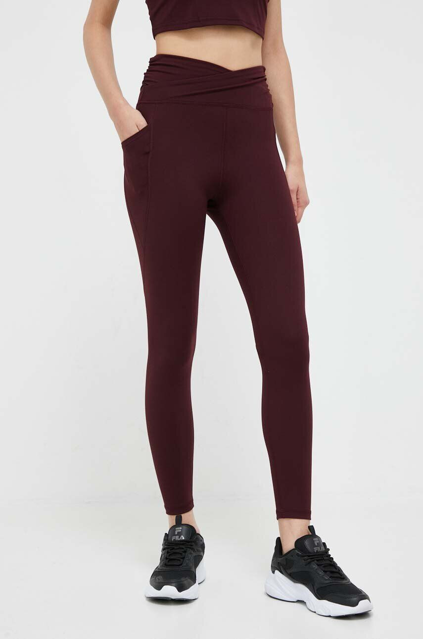 DKNY colanti femei culoarea bordo neted - Pled.ro