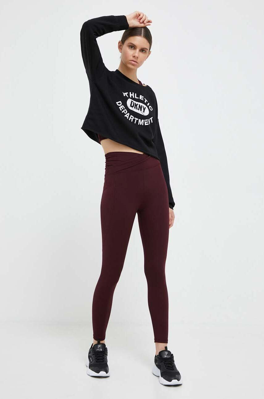 DKNY colanti femei culoarea bordo neted - Pled.ro