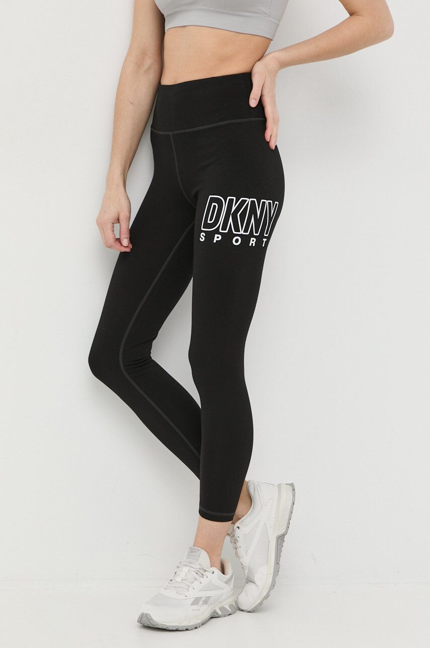 DKNY colanti femei culoarea negru cu imprimeu - Pled.ro