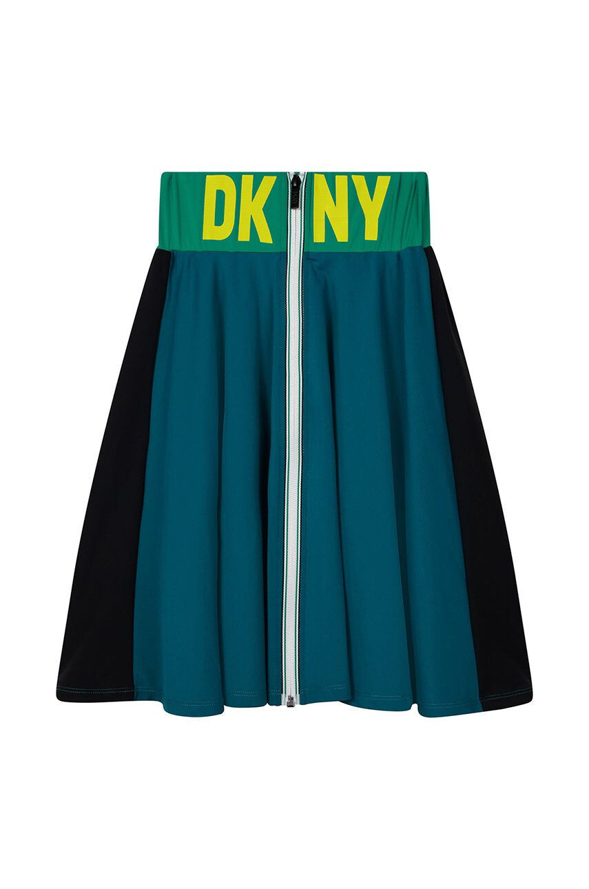 DKNY fusta fete culoarea turcoaz mini evazati - Pled.ro