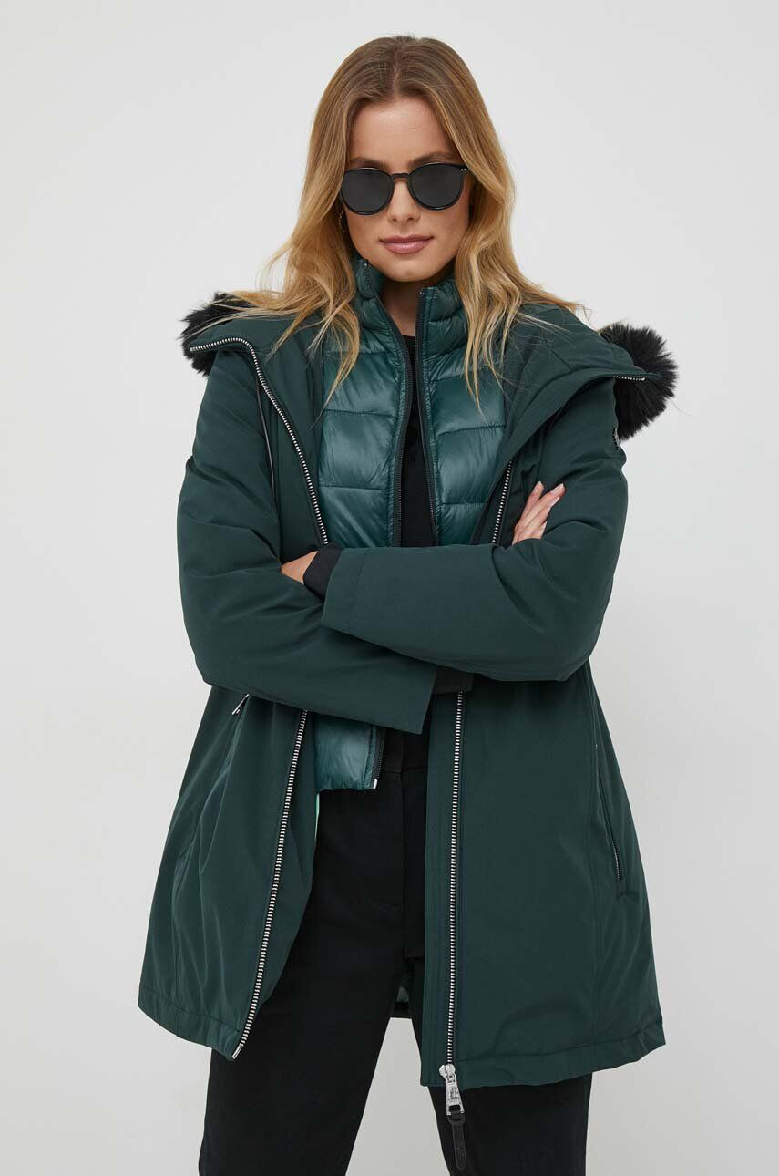 DKNY geaca femei culoarea verde de tranzitie - Pled.ro