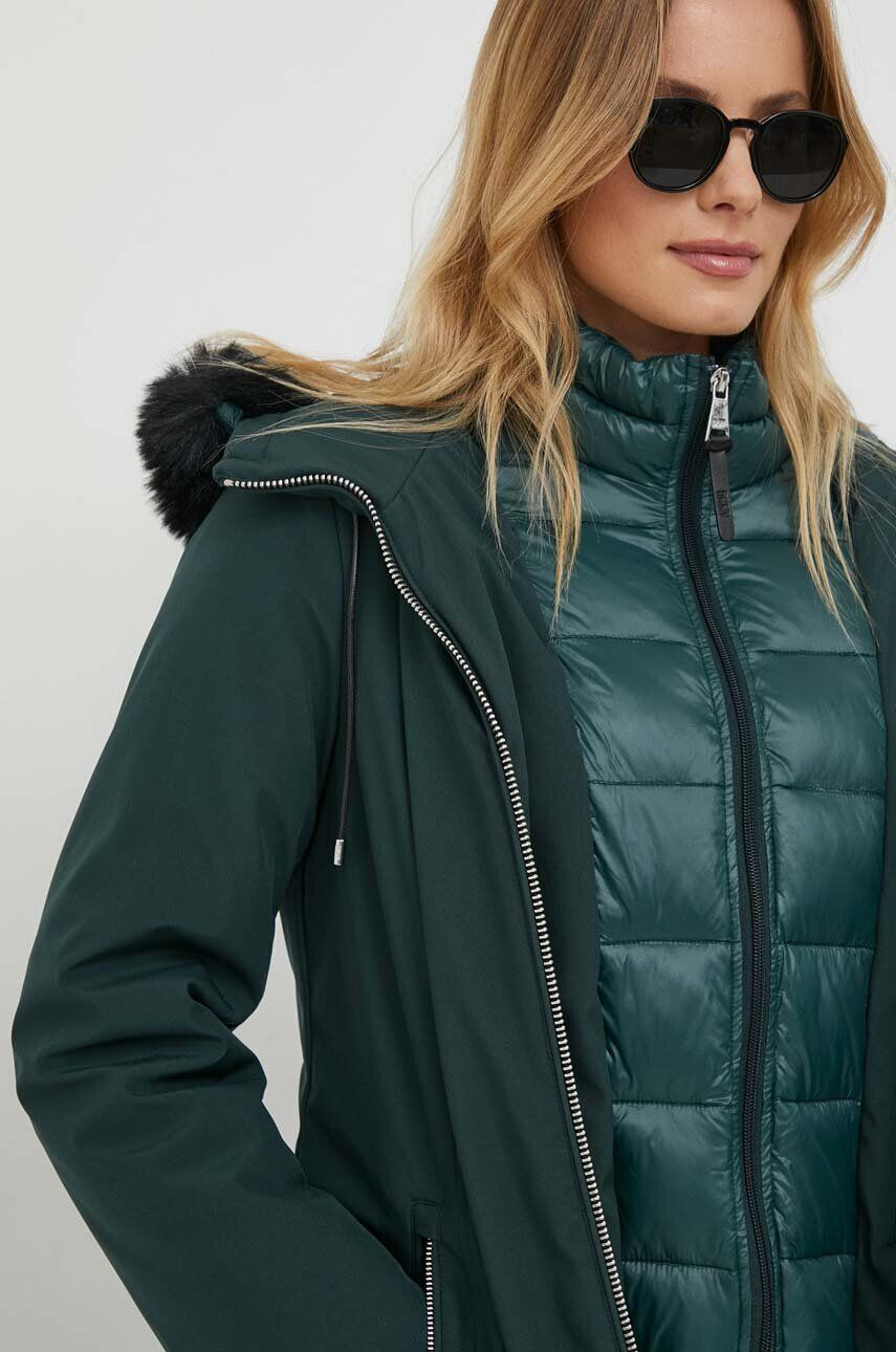 DKNY geaca femei culoarea verde de tranzitie - Pled.ro