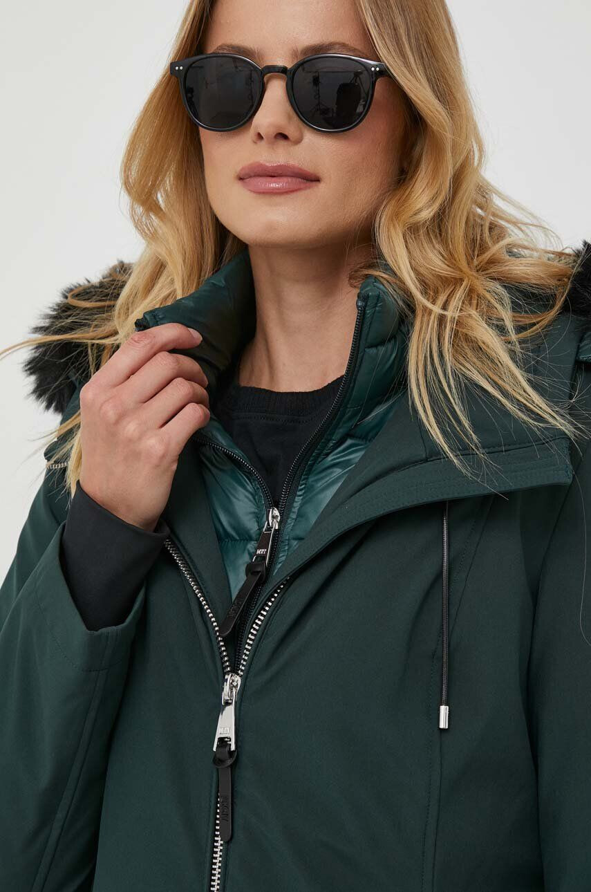 DKNY geaca femei culoarea verde de tranzitie - Pled.ro