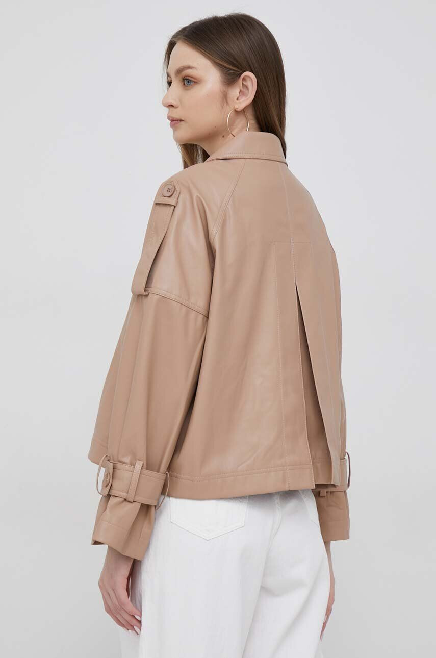 DKNY geaca femei culoarea maro de tranzitie oversize - Pled.ro