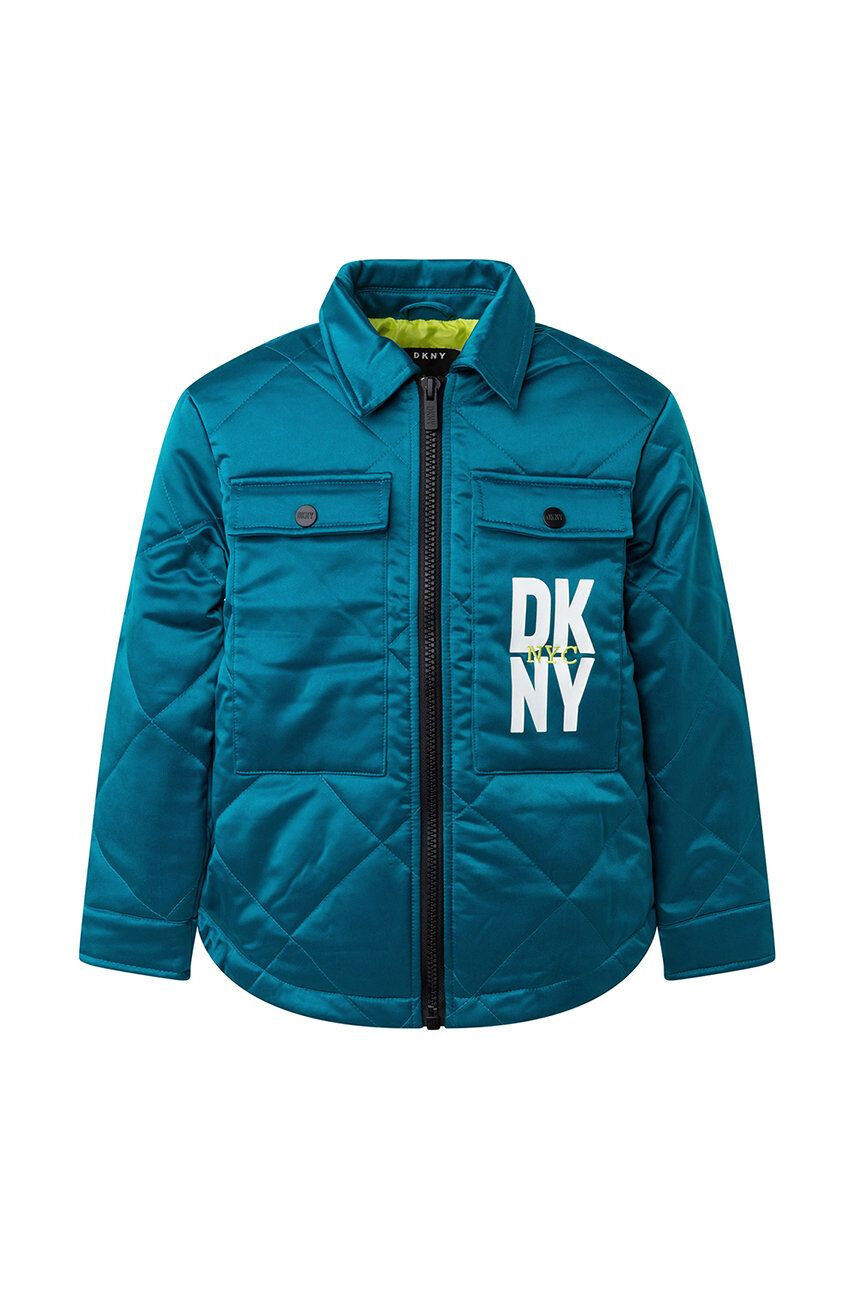 DKNY geaca copii culoarea turcoaz - Pled.ro