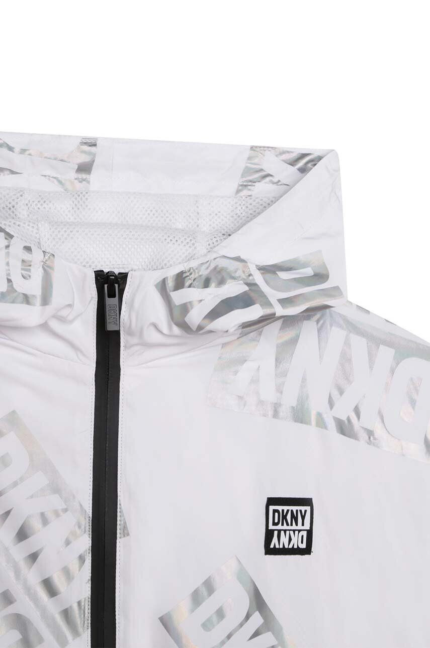 DKNY geaca copii culoarea alb - Pled.ro