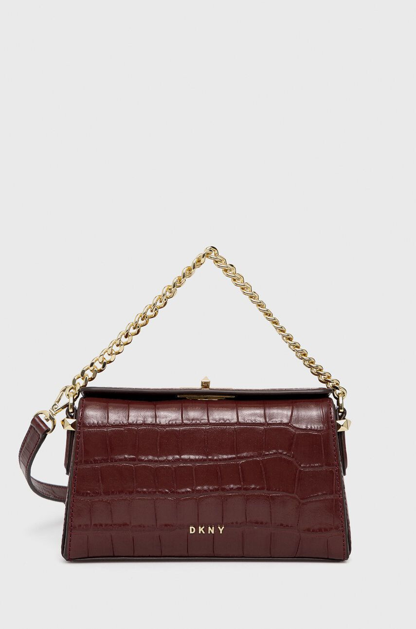 DKNY Geantă de piele culoarea bordo - Pled.ro