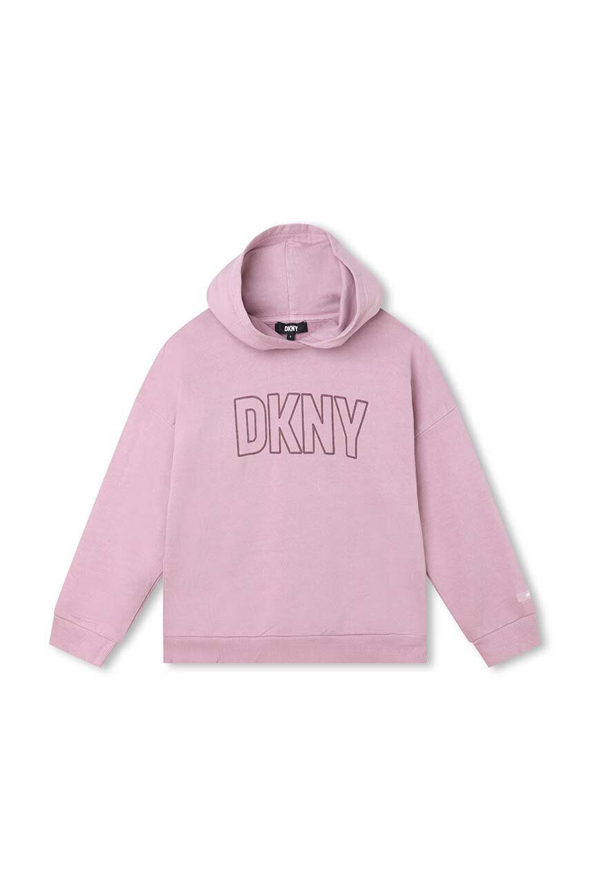 DKNY hanorac de bumbac pentru copii culoarea negru cu imprimeu - Pled.ro