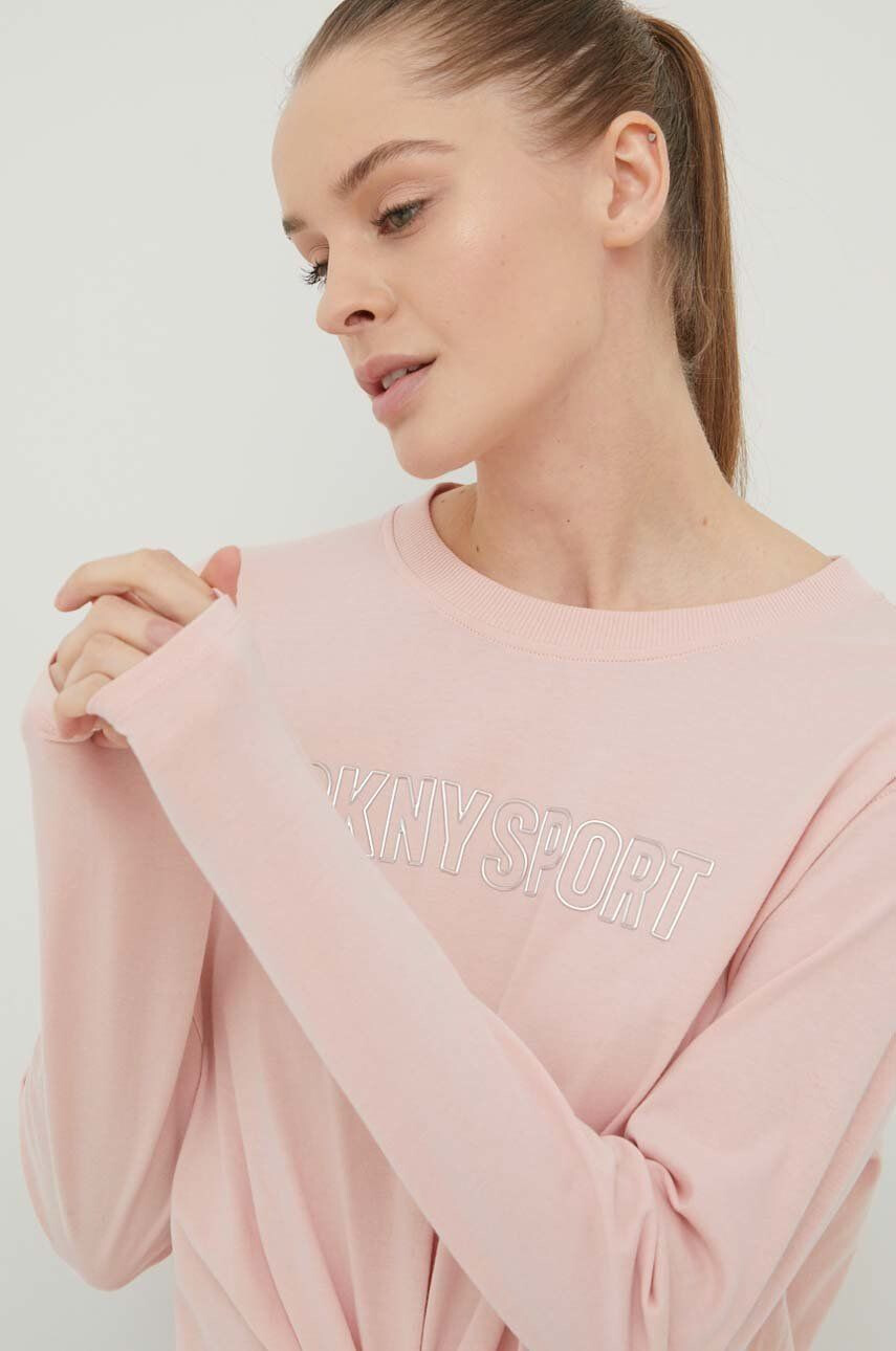 DKNY longsleeve din bumbac culoarea roz - Pled.ro