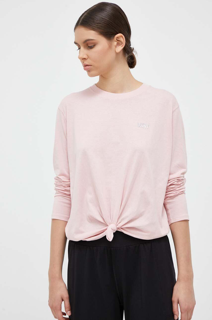 DKNY longsleeve din bumbac culoarea roz - Pled.ro