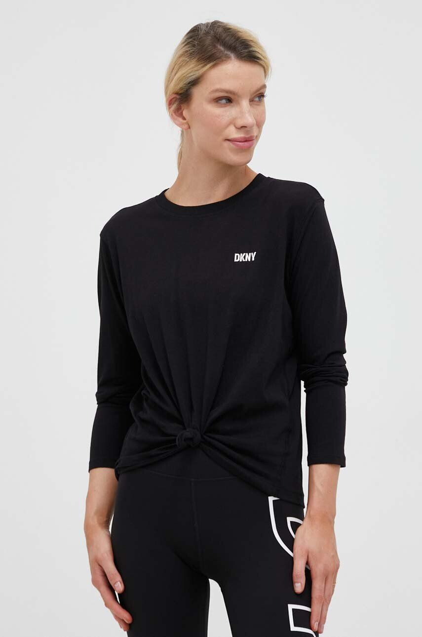 DKNY longsleeve din bumbac culoarea negru - Pled.ro