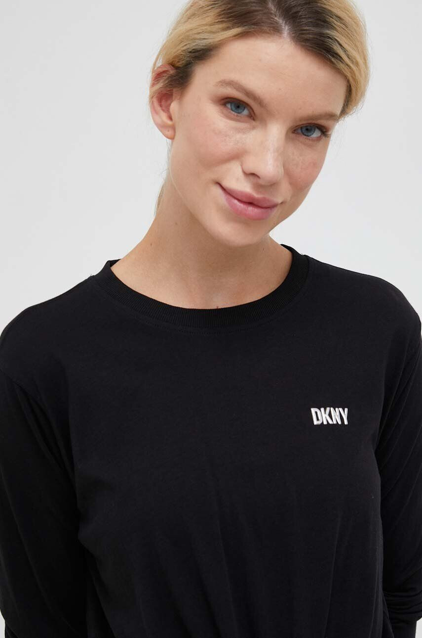 DKNY longsleeve din bumbac culoarea negru - Pled.ro