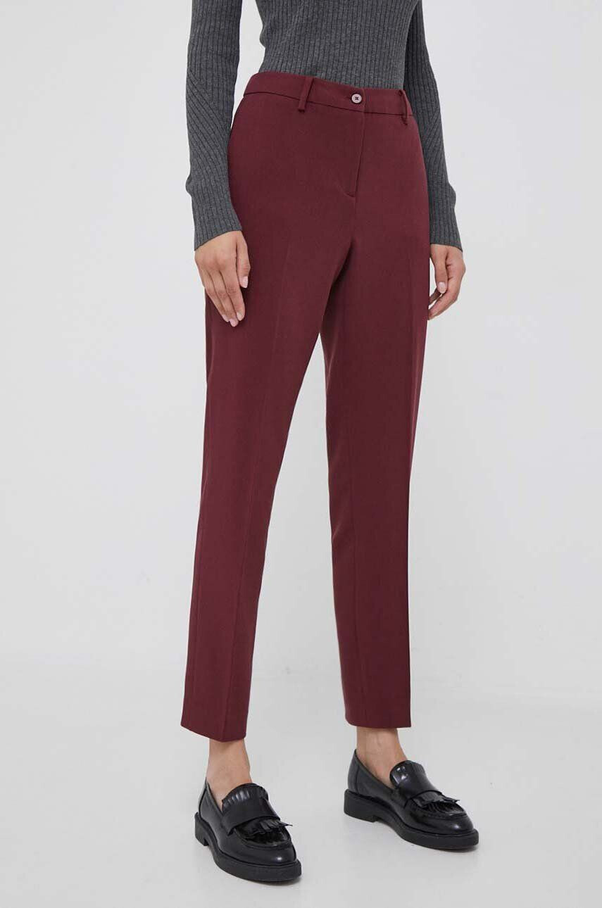 DKNY pantaloni femei culoarea bordo drept high waist - Pled.ro