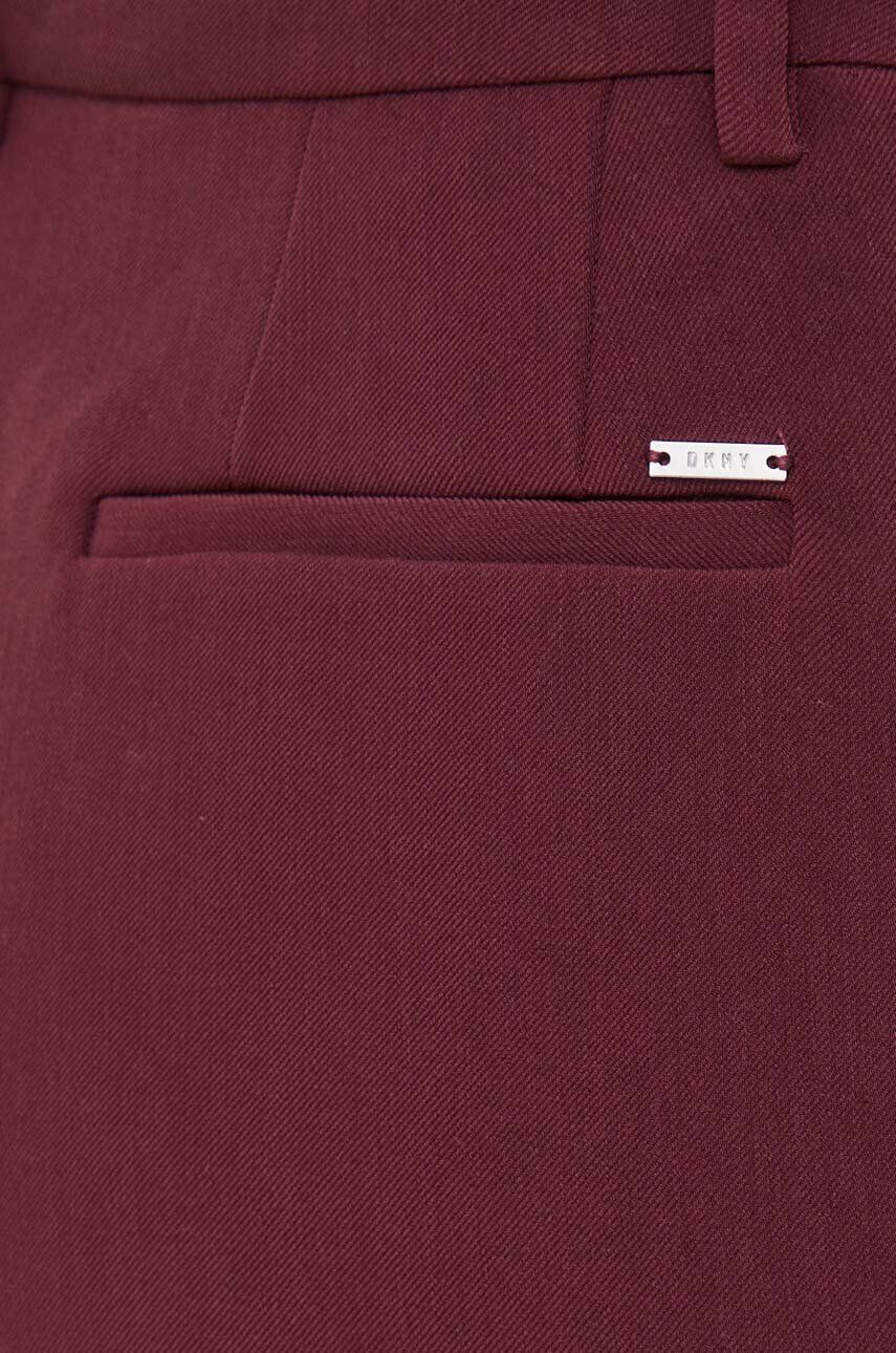 DKNY pantaloni femei culoarea bordo drept high waist - Pled.ro