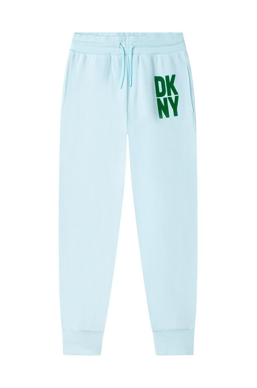 DKNY pantaloni de trening culoarea turcoaz neted - Pled.ro