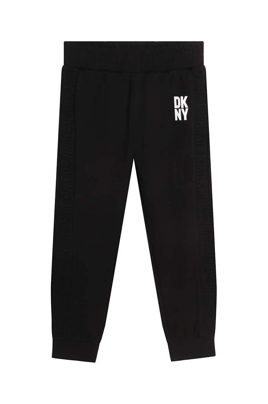 DKNY pantaloni de trening pentru copii culoarea negru neted - Pled.ro