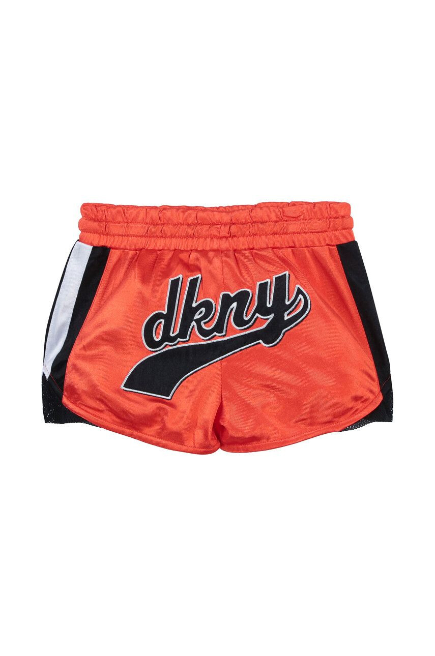 DKNY pantaloni scurti copii culoarea portocaliu cu imprimeu - Pled.ro