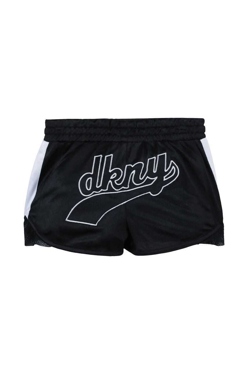 DKNY pantaloni scurti copii culoarea auriu cu imprimeu talie reglabila - Pled.ro