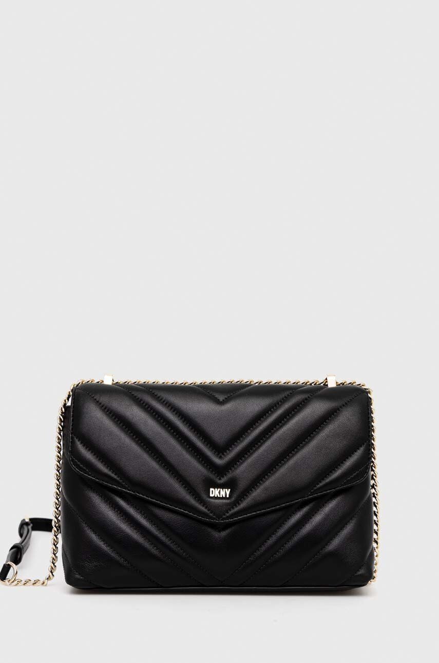 DKNY poseta de piele culoarea negru - Pled.ro