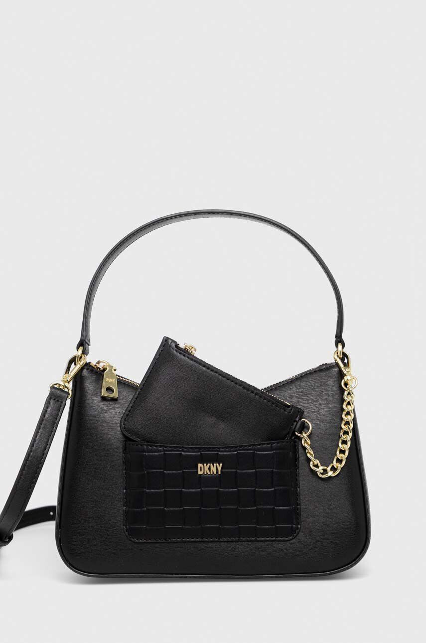 DKNY poseta de piele culoarea negru - Pled.ro